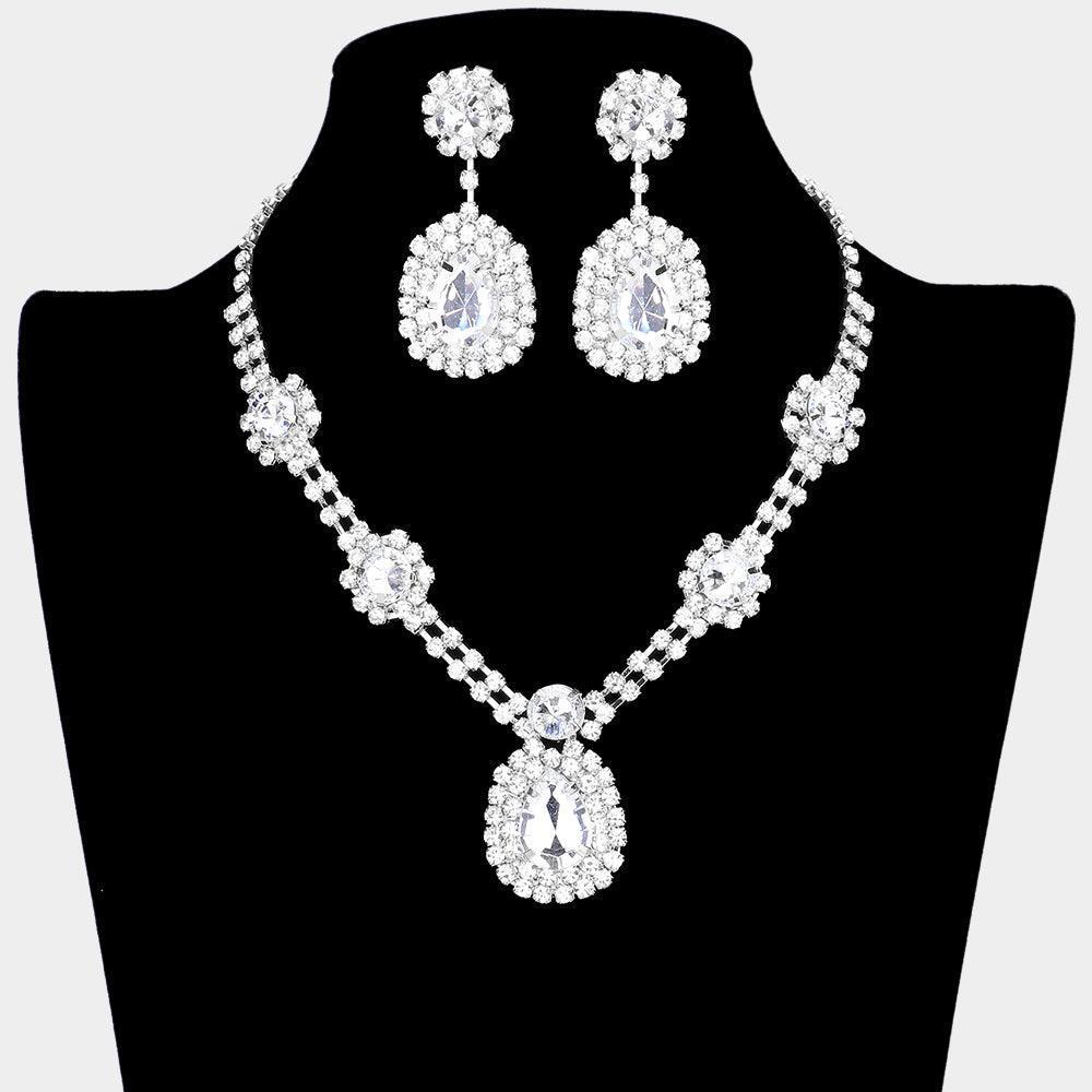 Clear Teardrop Accented Rhinestone Necklace - Jewelry Store by Erik Rayo