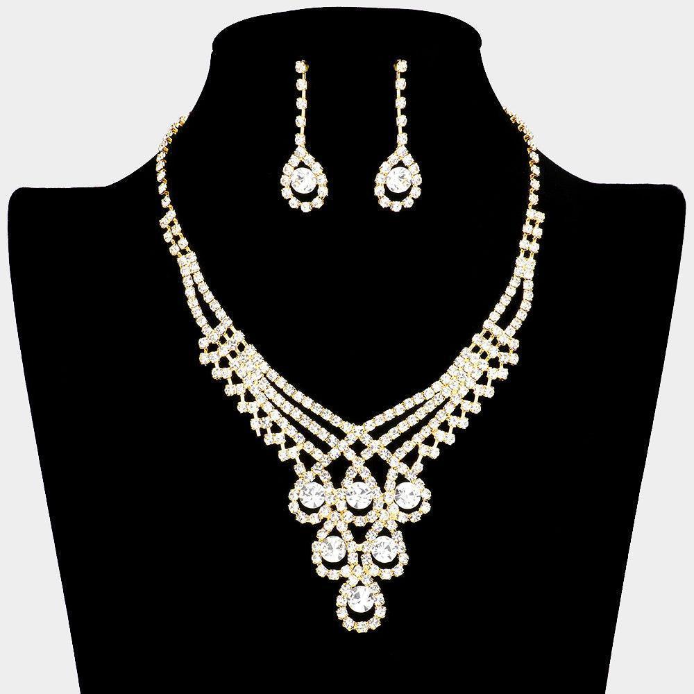 Gold Crystal Rhinestone Teardrop Glass Necklace - Jewelry Store by Erik Rayo