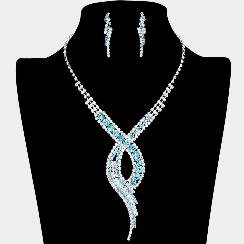 Swirl Necklace Rhinestone Paved