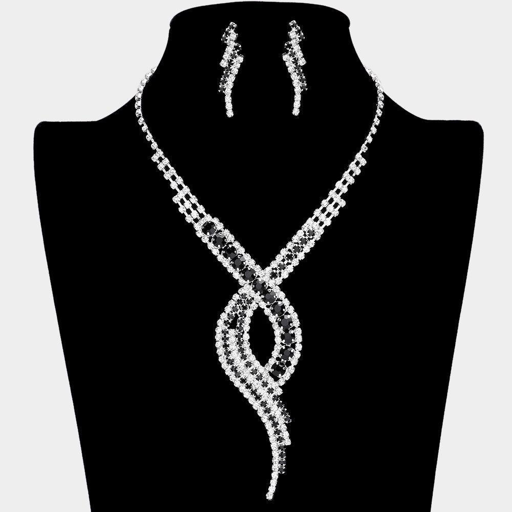 Black Swirl Necklace Rhinestone Paved - Jewelry Store by Erik Rayo