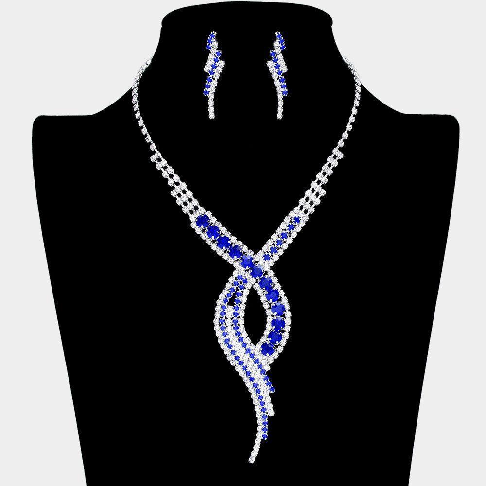Blue Swirl Necklace Rhinestone Paved - Jewelry Store by Erik Rayo
