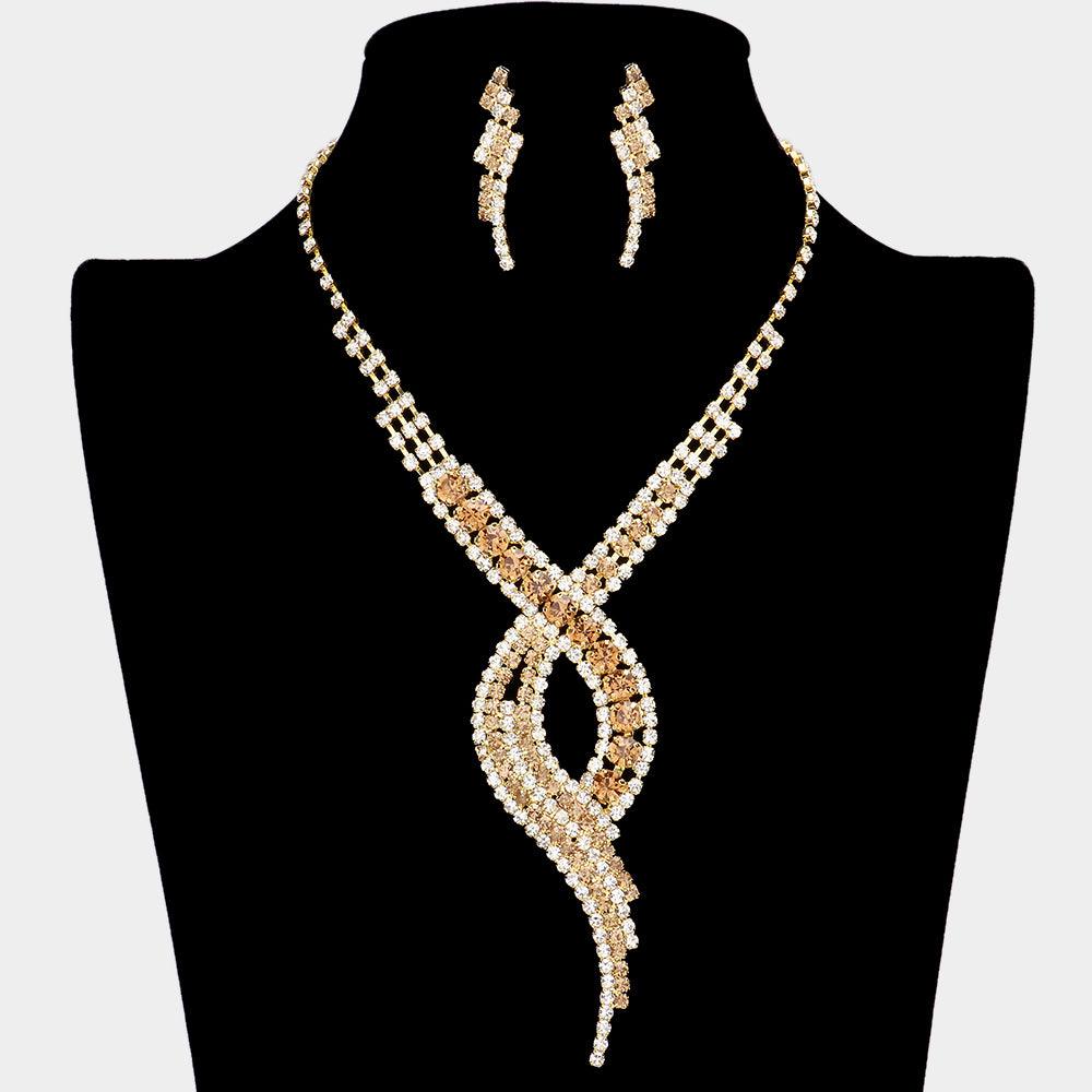 Swirl Necklace Rhinestone Paved