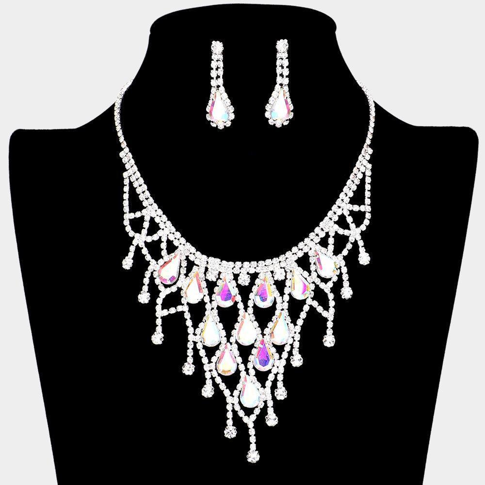 Crystal Teardrop Net Collar Necklace Rhinestone Paved - Jewelry Store by Erik Rayo