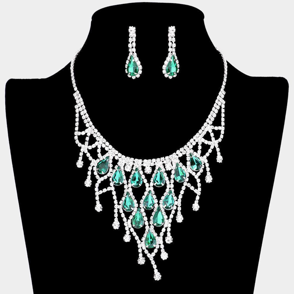 Crystal Teardrop Net Collar Necklace Rhinestone Paved - Jewelry Store by Erik Rayo