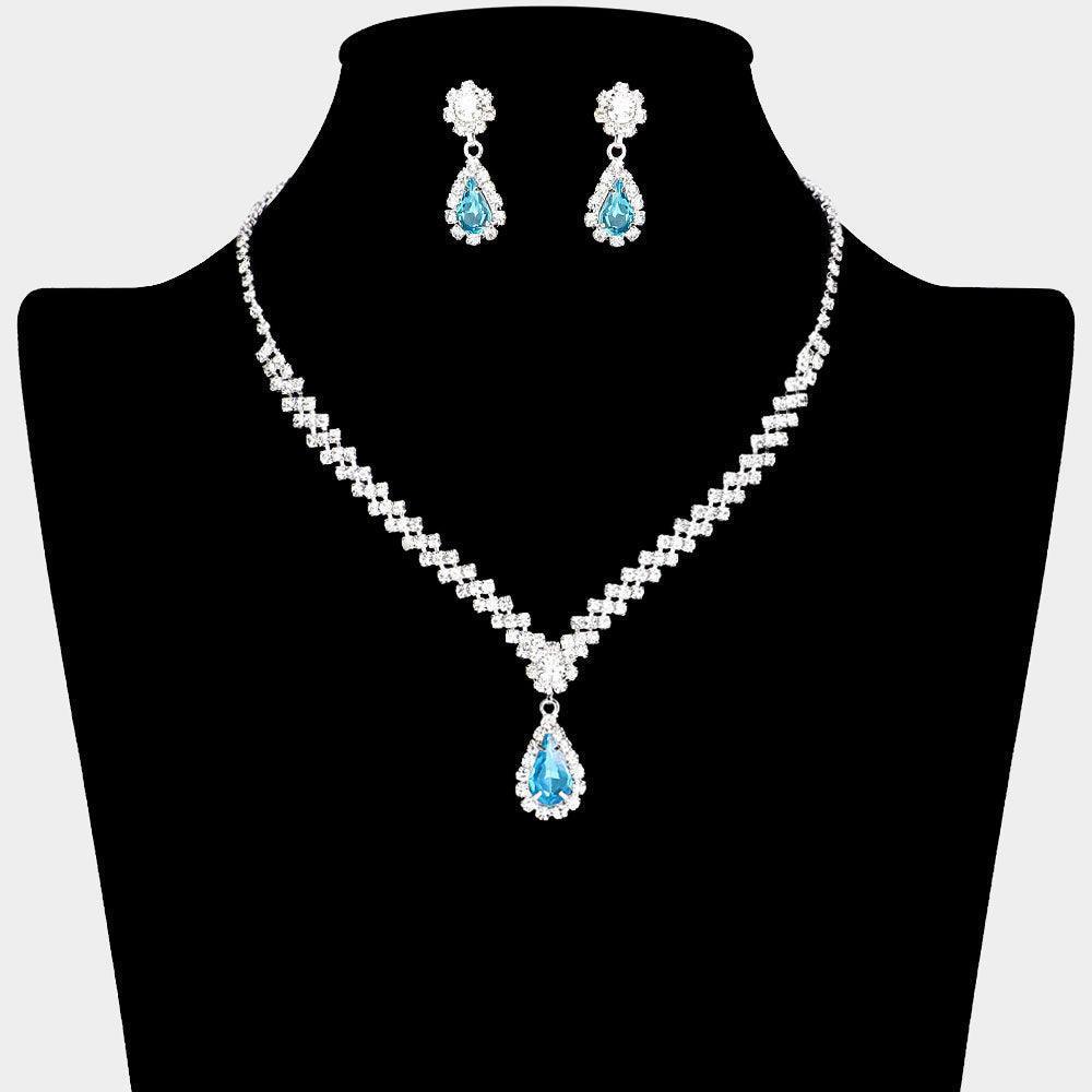 Teardrop Stone Pointed Necklace Rhinestone Paved - Jewelry Store by Erik Rayo