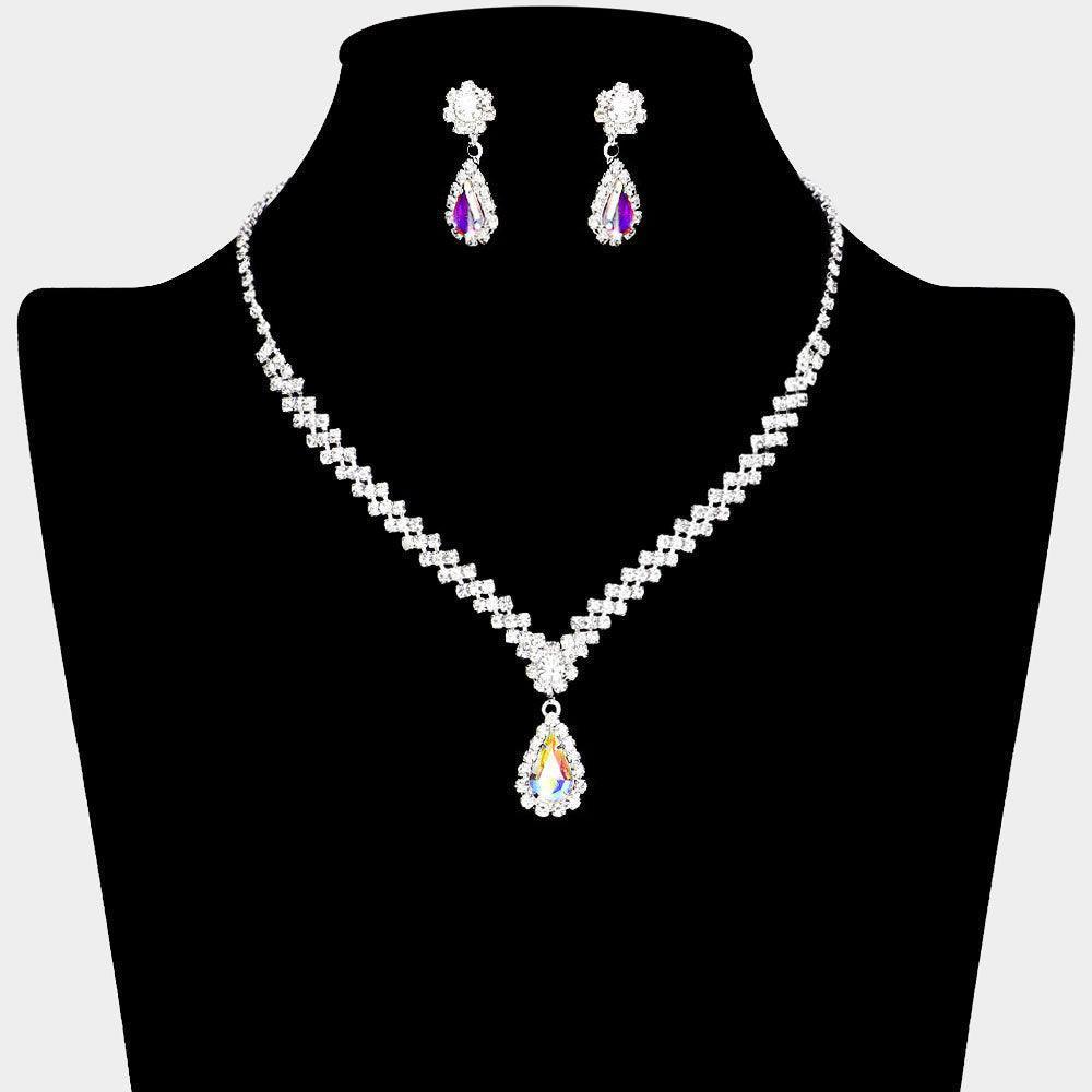 Teardrop Stone Pointed Necklace Rhinestone Paved - Jewelry Store by Erik Rayo
