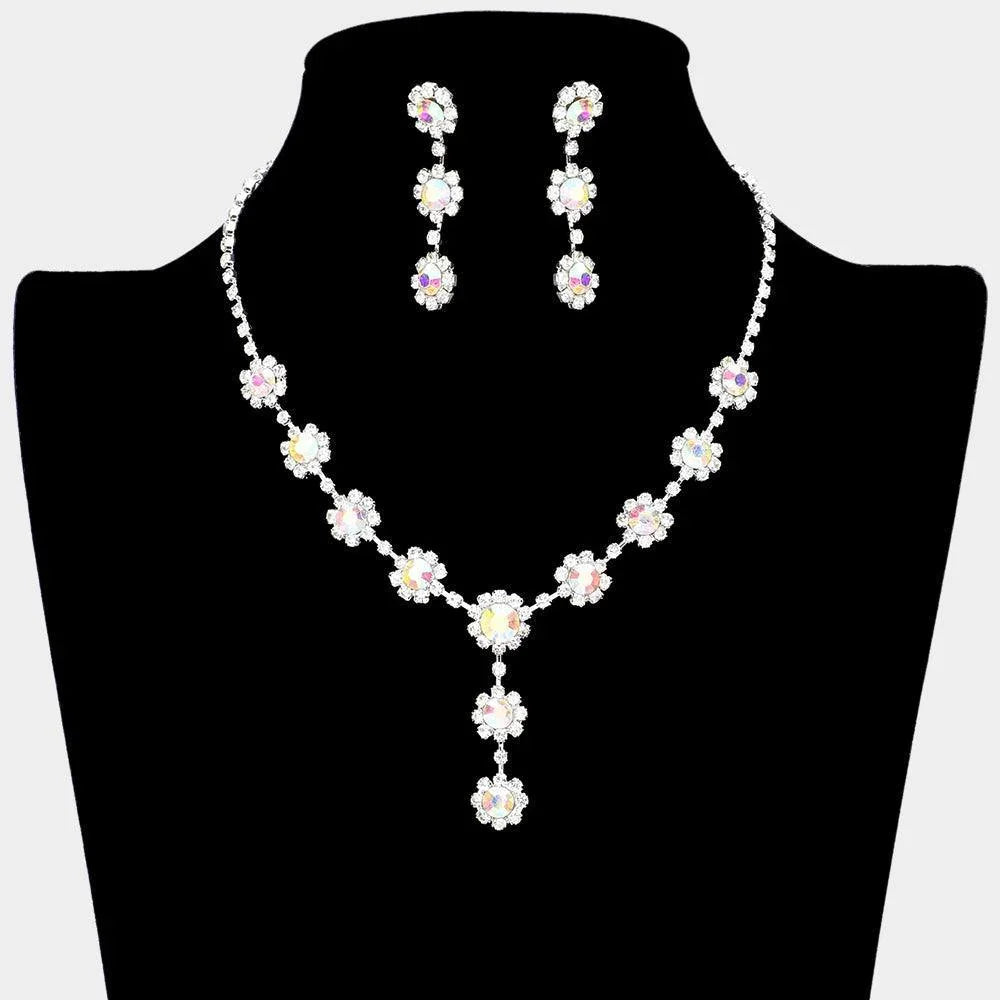 Silver Floral Bubble Stone Link Y Necklace - Jewelry Store by Erik Rayo