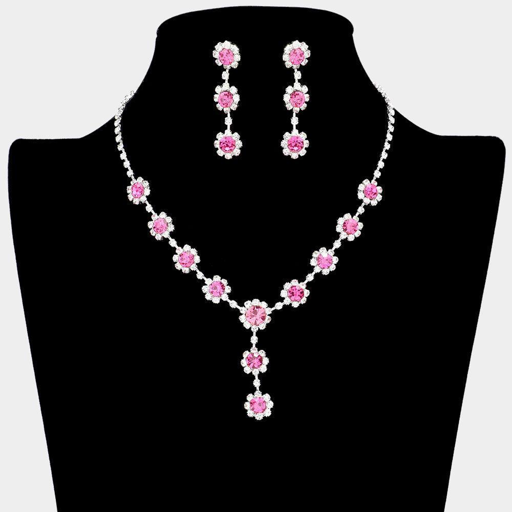 Fuchsia Floral Bubble Stone Link Y Necklace - Jewelry Store by Erik Rayo