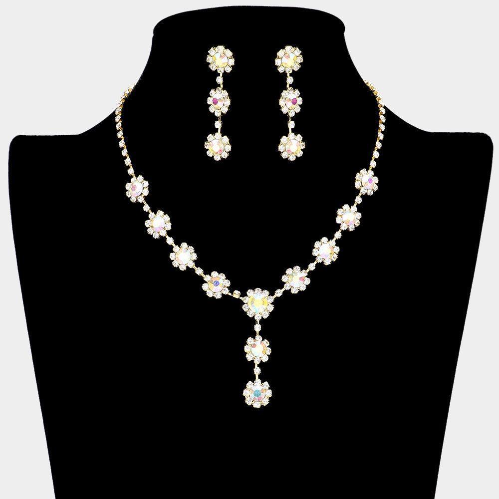 Gold Floral Bubble Stone Link Y Necklace - Jewelry Store by Erik Rayo