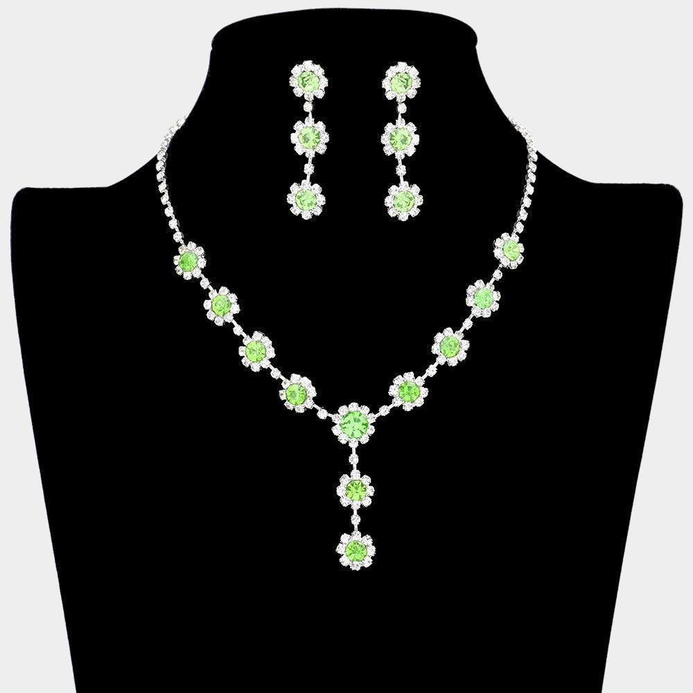 Green Floral Bubble Stone Link Y Necklace - Jewelry Store by Erik Rayo