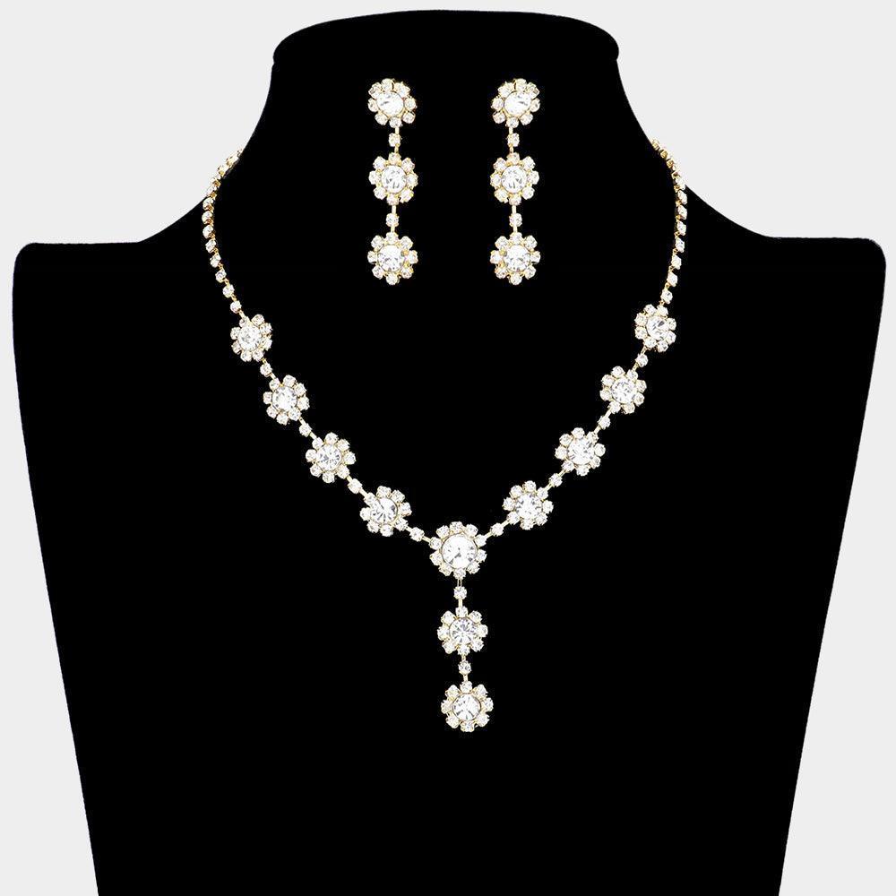 Gold Floral Bubble Stone Link Y Necklace - Jewelry Store by Erik Rayo
