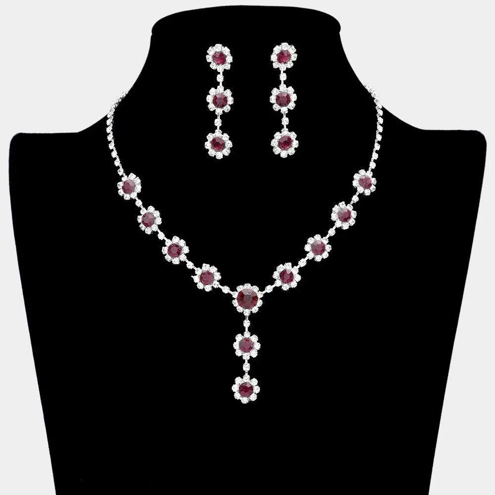 Purple Floral Bubble Stone Link Y Necklace - Jewelry Store by Erik Rayo