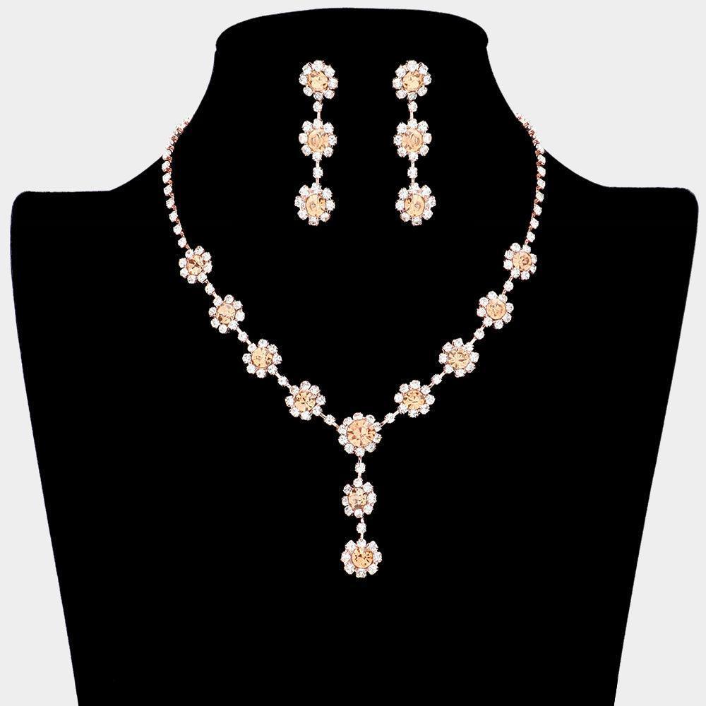 Peach Floral Bubble Stone Link Y Necklace - Jewelry Store by Erik Rayo