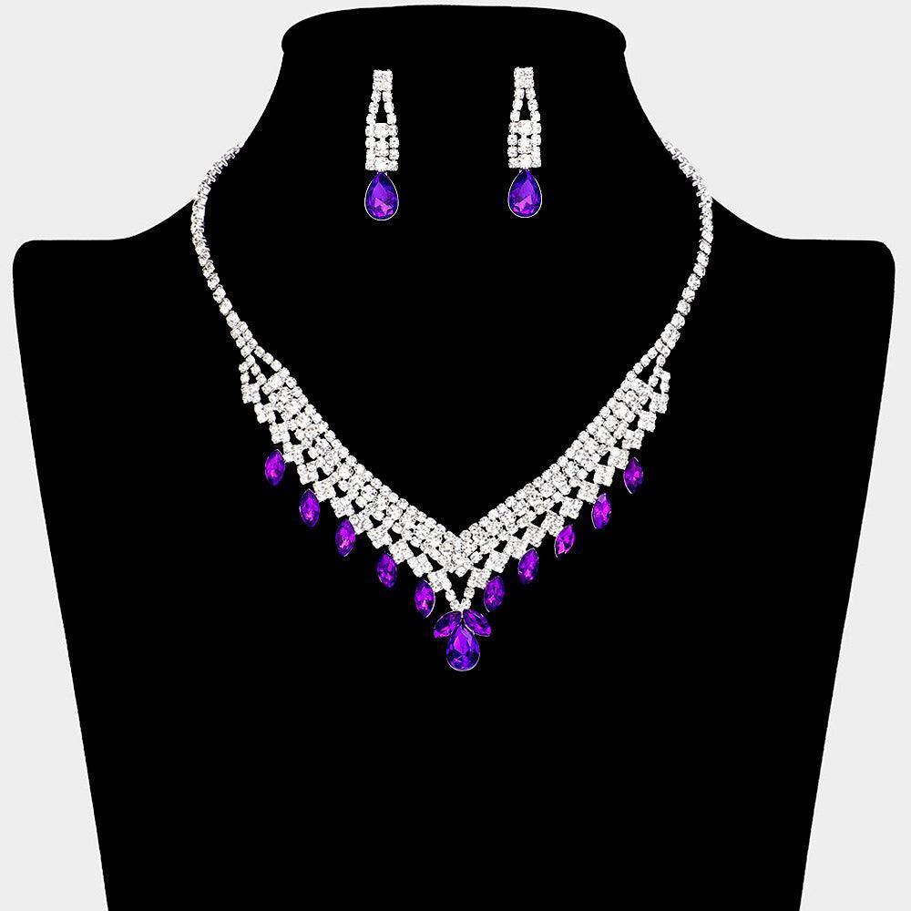 Teardrop Marquise Stone Pointed Necklace Rhinestone Paved - Jewelry Store by Erik Rayo