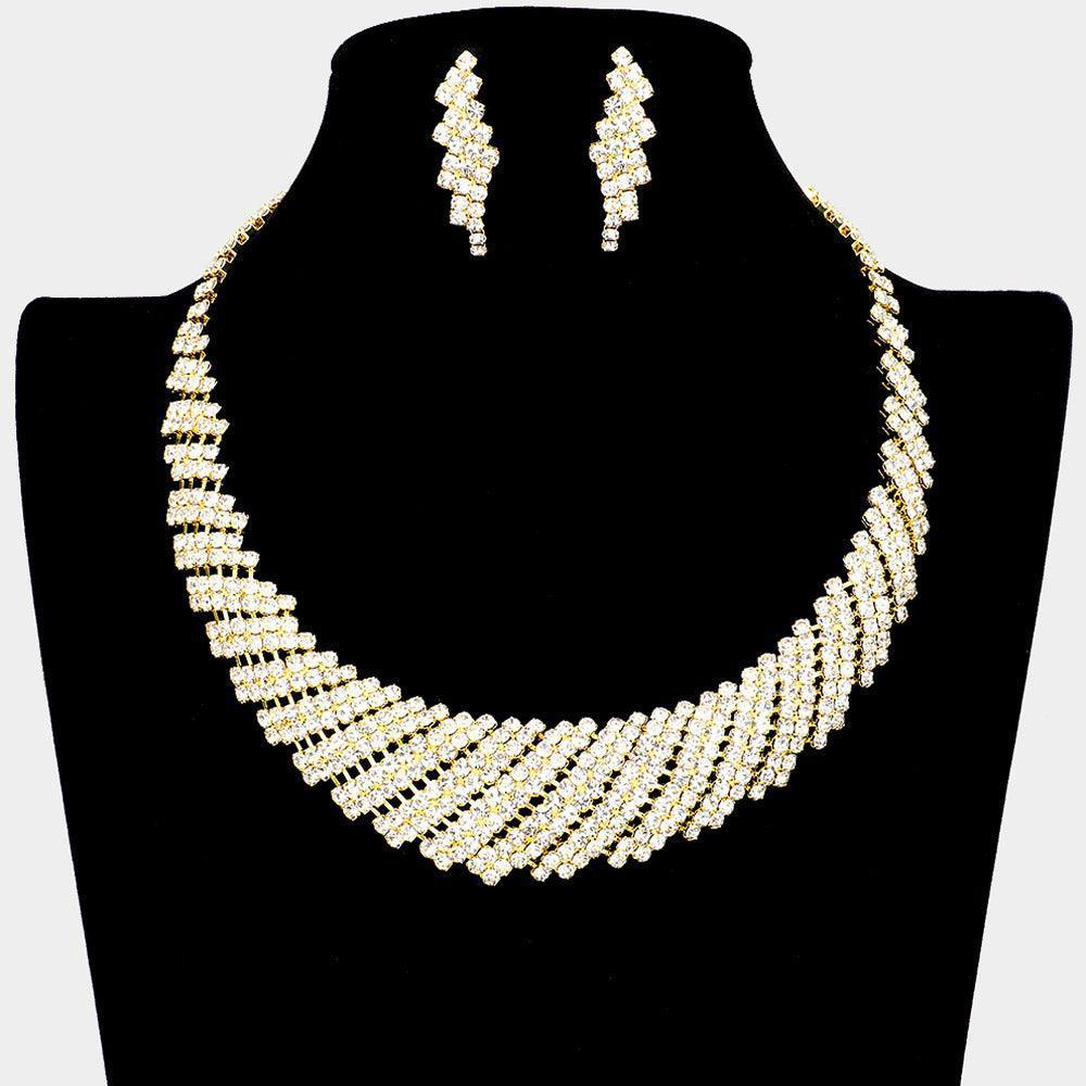 Clear Crystal Rhinestone Round Collar Necklace - Jewelry Store by Erik Rayo