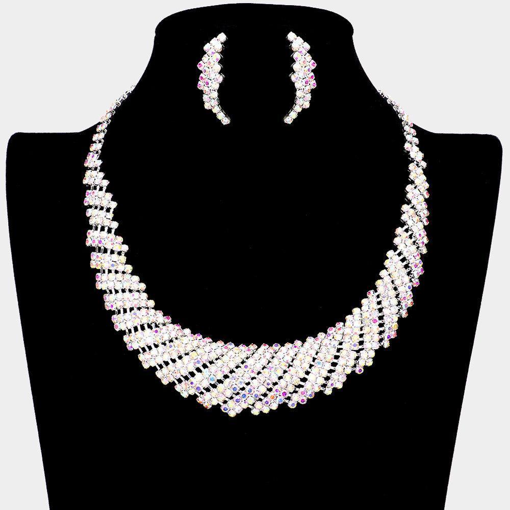 Silver Crystal Rhinestone Round Collar Necklace - Jewelry Store by Erik Rayo