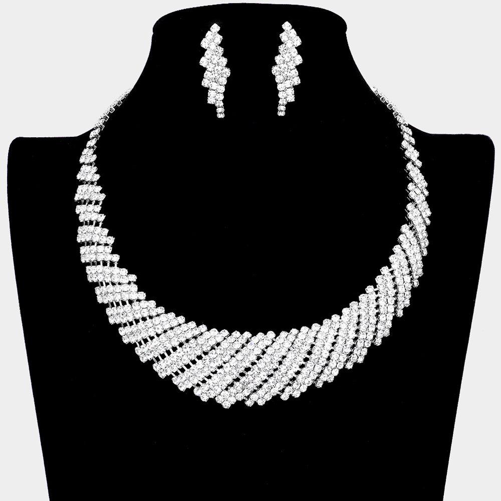 Clear Crystal Rhinestone Round Collar Necklace