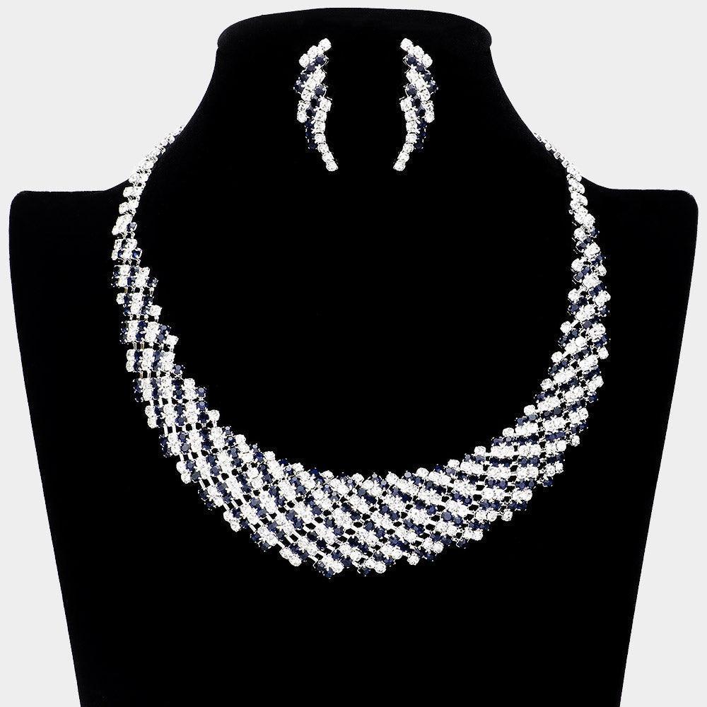 Silver Crystal Rhinestone Round Collar Necklace - Jewelry Store by Erik Rayo