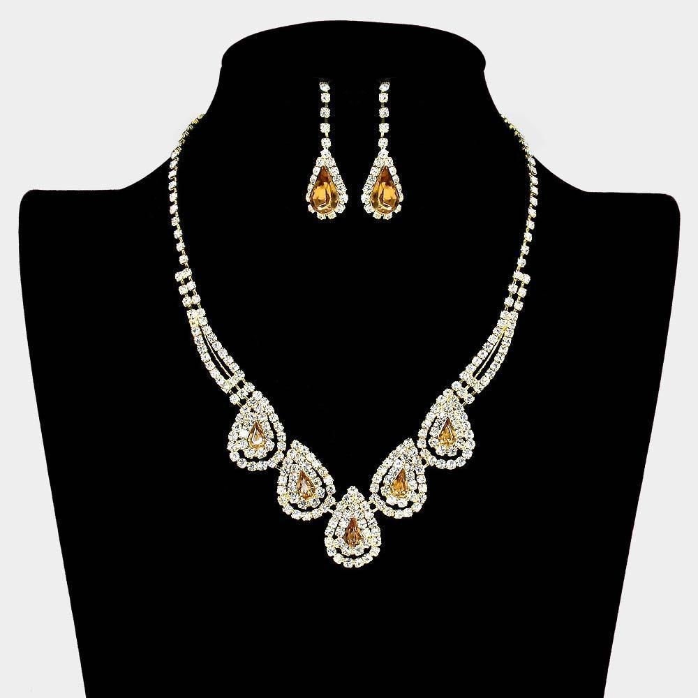 Teardrop Accented Rhinestone Necklace - Jewelry Store by Erik Rayo