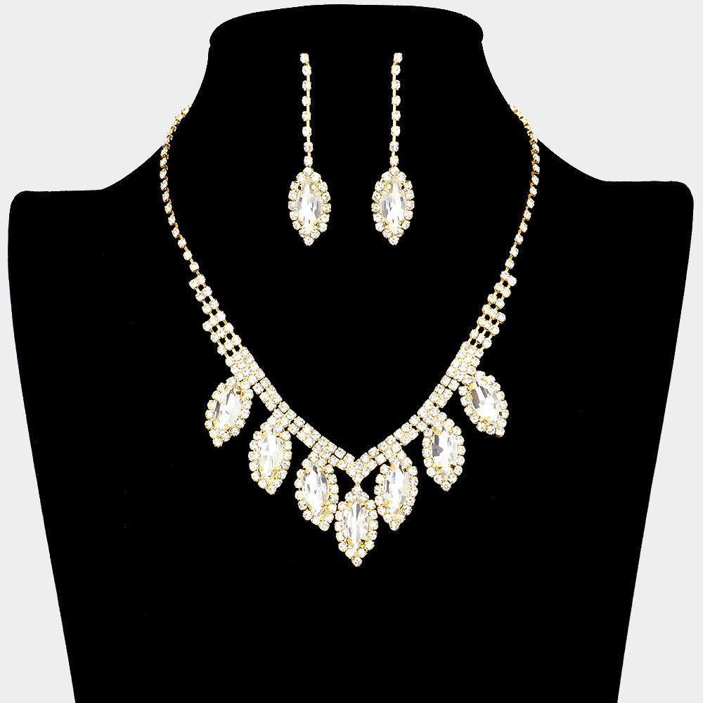 Gold marquise accented rhinestone necklace - Jewelry Store by Erik Rayo