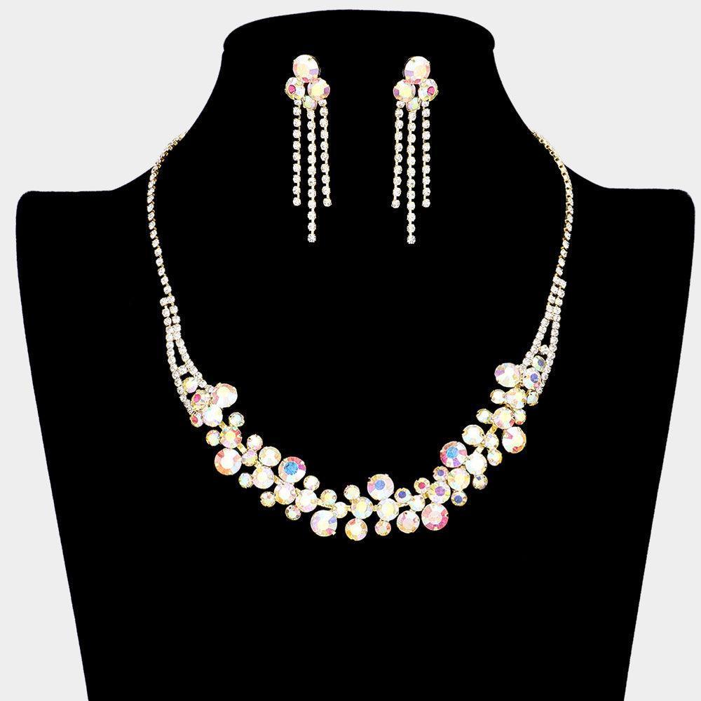 Gold Bubble Stone Cluster Rhinestone Necklace - Jewelry Store by Erik Rayo