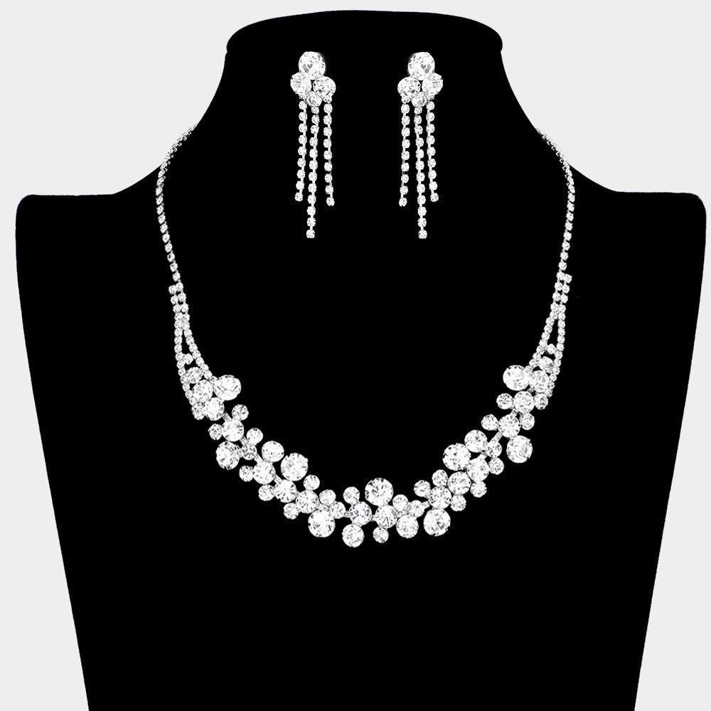 Silver Bubble Stone Cluster Rhinestone Necklace - Jewelry Store by Erik Rayo