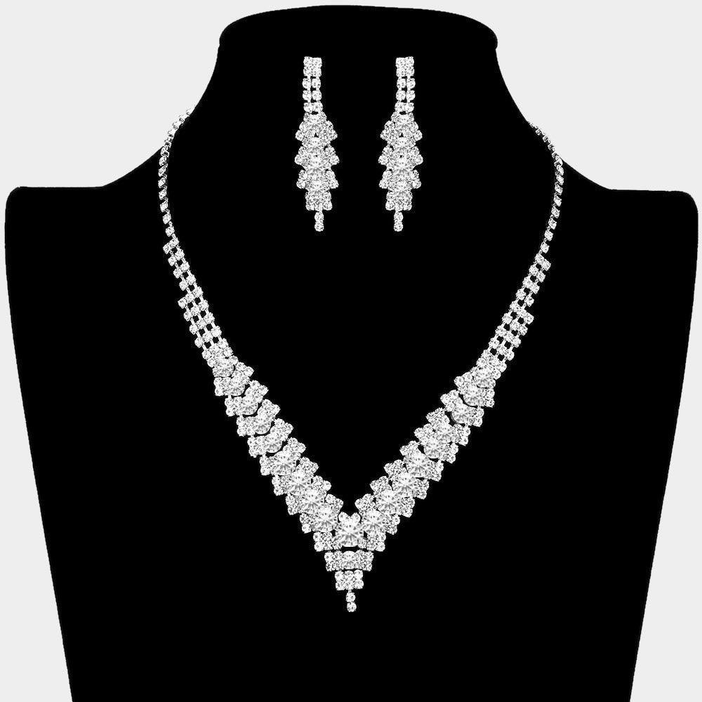 Silver V-Neck Collar Rhinestone Necklace - Jewelry Store by Erik Rayo