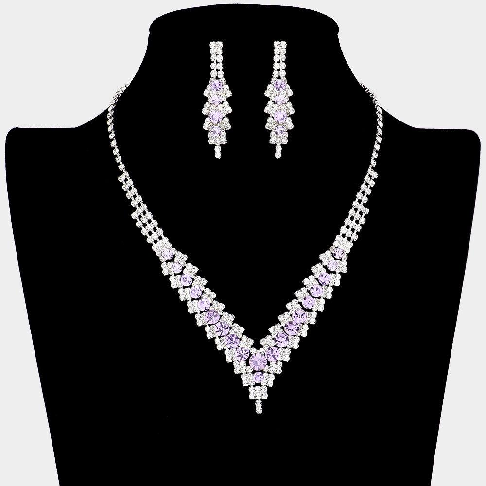 Amethyst V-Neck Collar Rhinestone Necklace