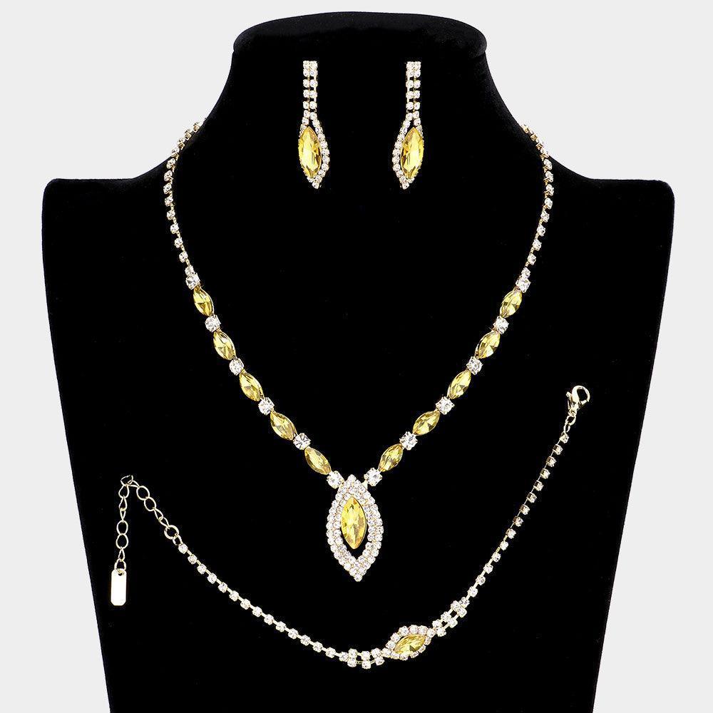 3 Piece Marquise Rhinestone Necklace Jewelry Set - Jewelry Store by Erik Rayo