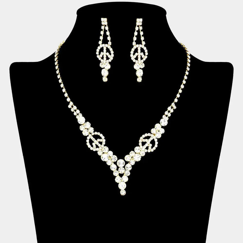 Gold Crystal rhinestone peace symbol necklace - Jewelry Store by Erik Rayo