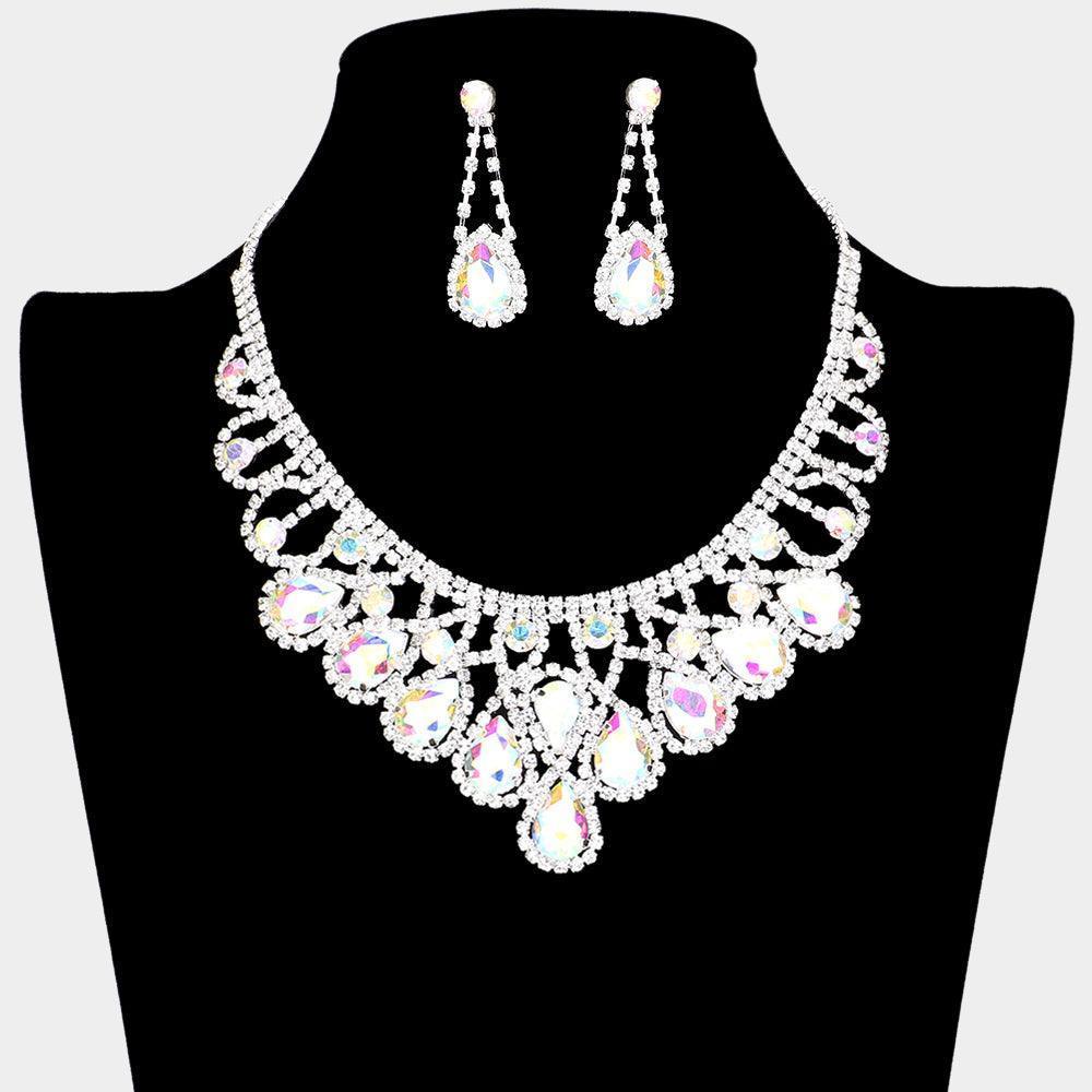 Crystal Teardrop Evening Necklace Rhinestone Paved - Jewelry Store by Erik Rayo