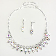 Load image into Gallery viewer, Silver Emerald cut crystal rhinestone necklace
