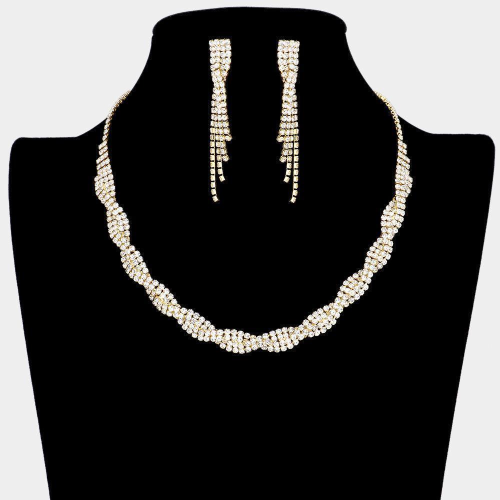 Gold Braided Rhinestone Necklace - Jewelry Store by Erik Rayo