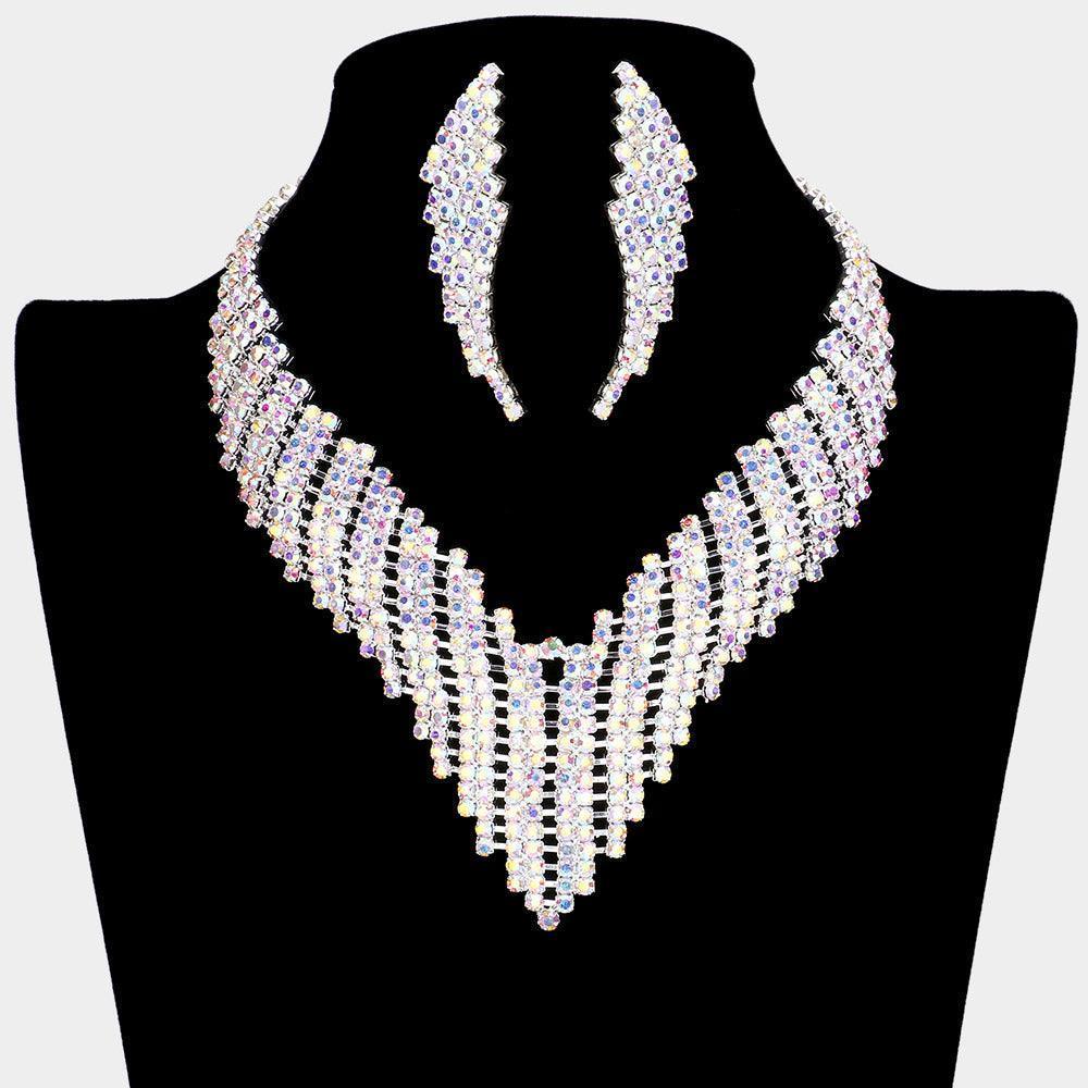 Silver Crystal Jagged Collar Evening Necklace Rhinestone Paved - Jewelry Store by Erik Rayo