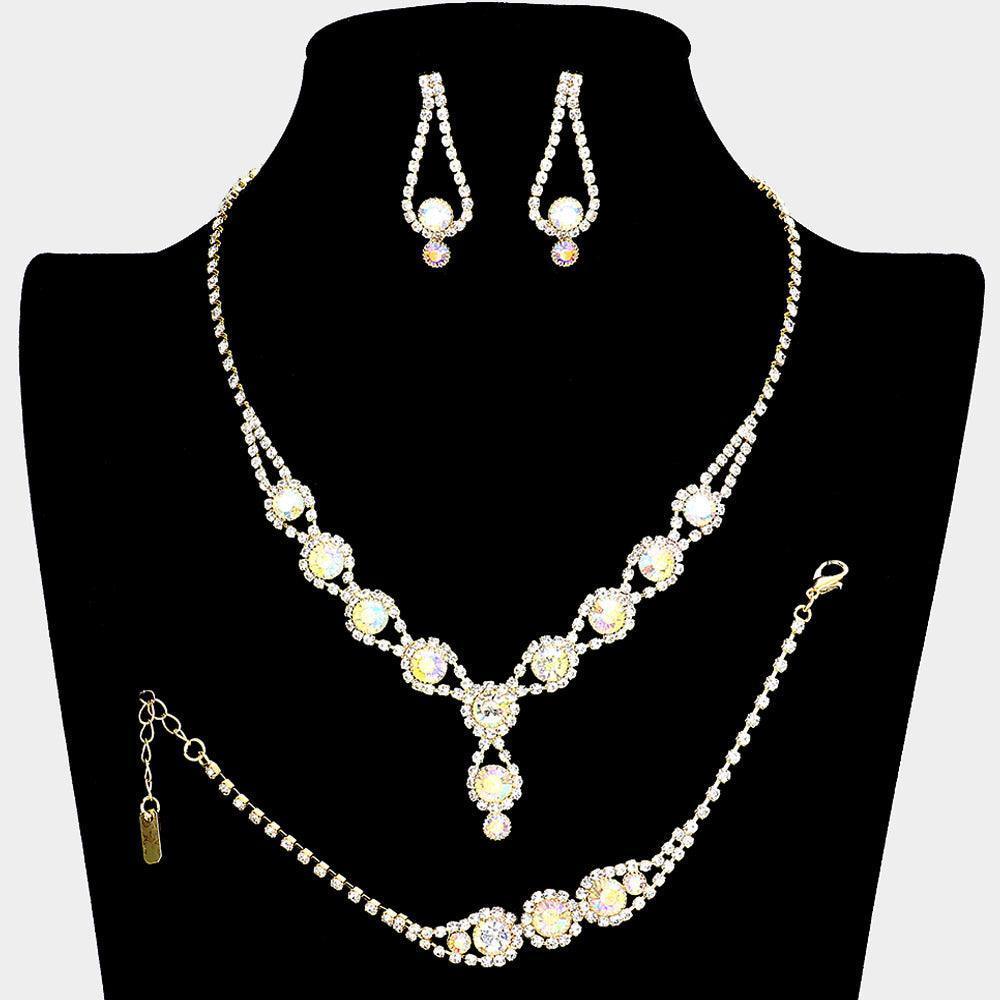 Gold 3 Piece Rhinestone Bubble Necklace Jewelry Set - Jewelry Store by Erik Rayo