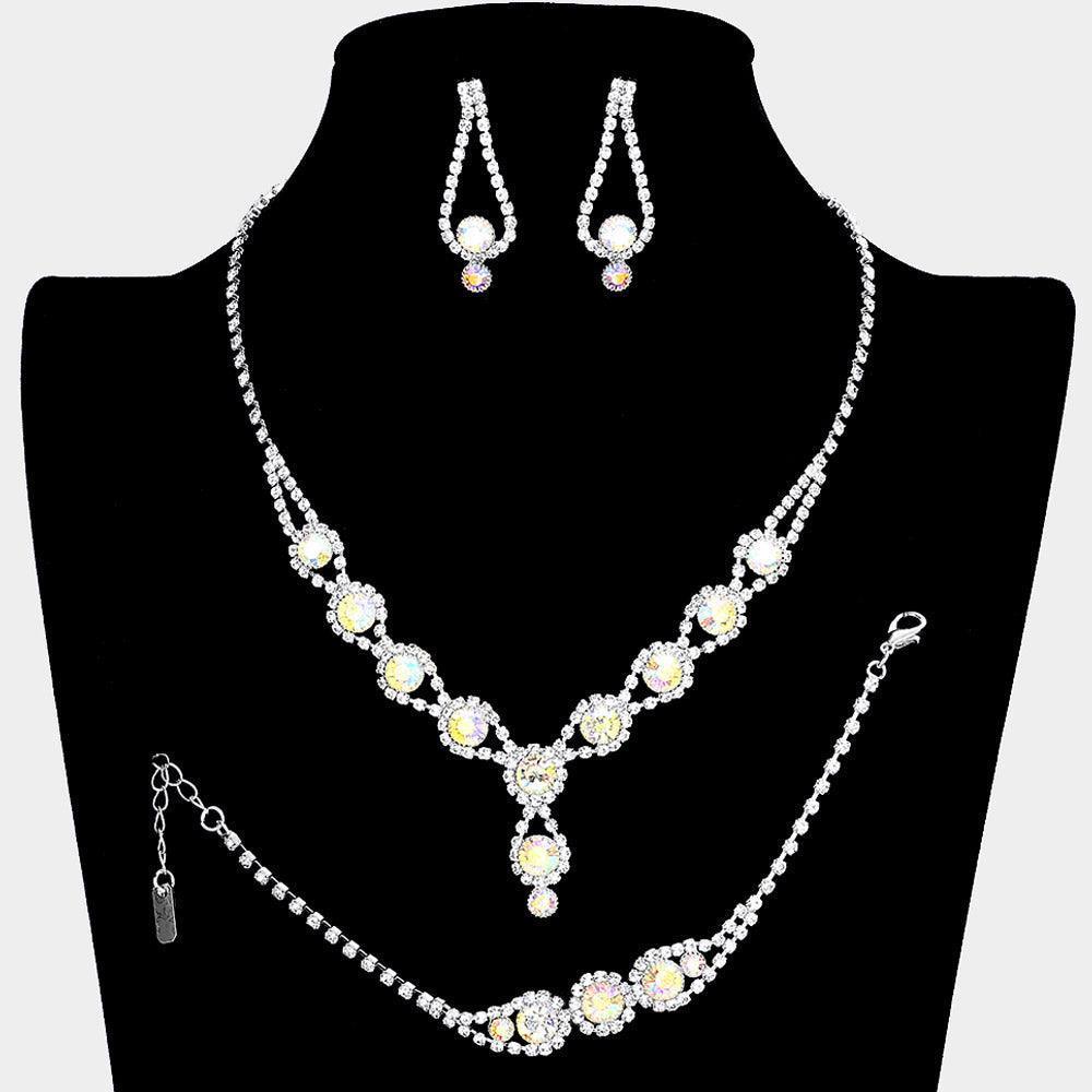 Silver 3 Piece Rhinestone Bubble Necklace Jewelry Set - Jewelry Store by Erik Rayo