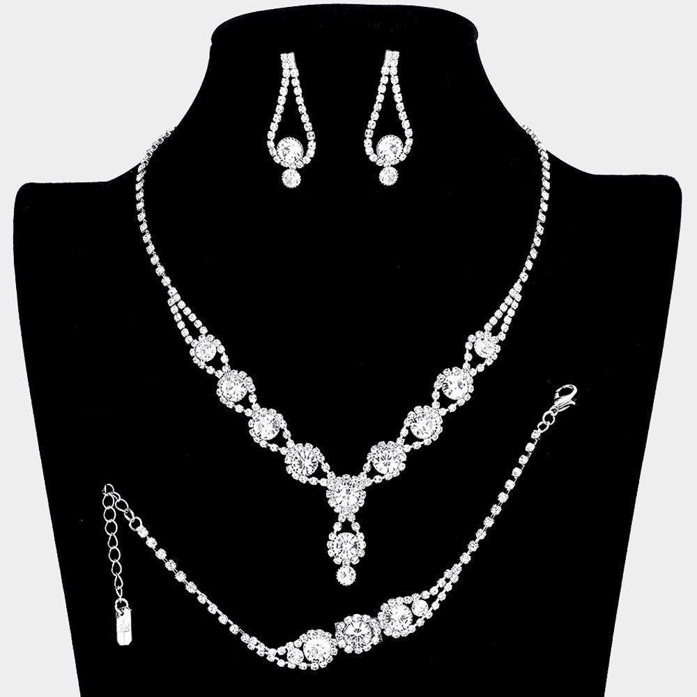 Silver 3 Piece Rhinestone Bubble Necklace Jewelry Set - Jewelry Store by Erik Rayo