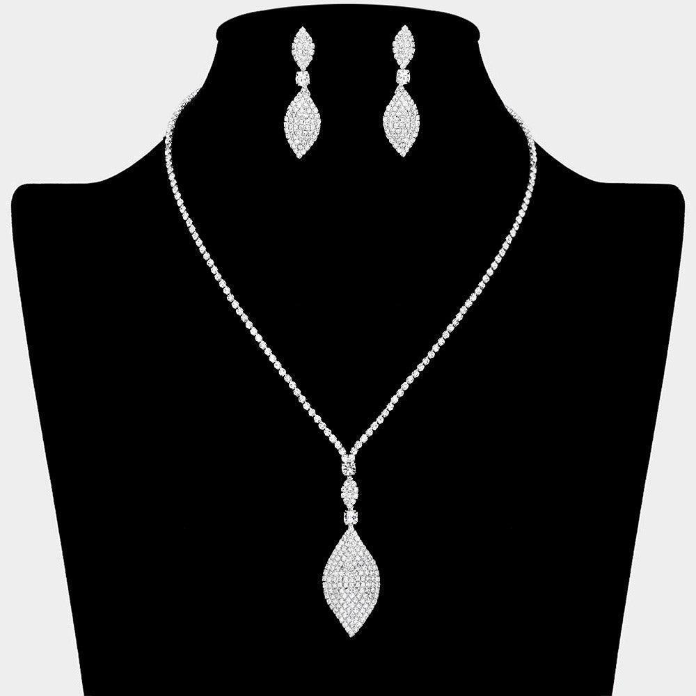 Clear Crystal Petal Dangle Necklace Rhinestone Paved - Jewelry Store by Erik Rayo