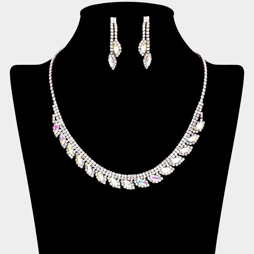 Gold Marquise Stone Accented Rhinestone Necklace - Jewelry Store by Erik Rayo