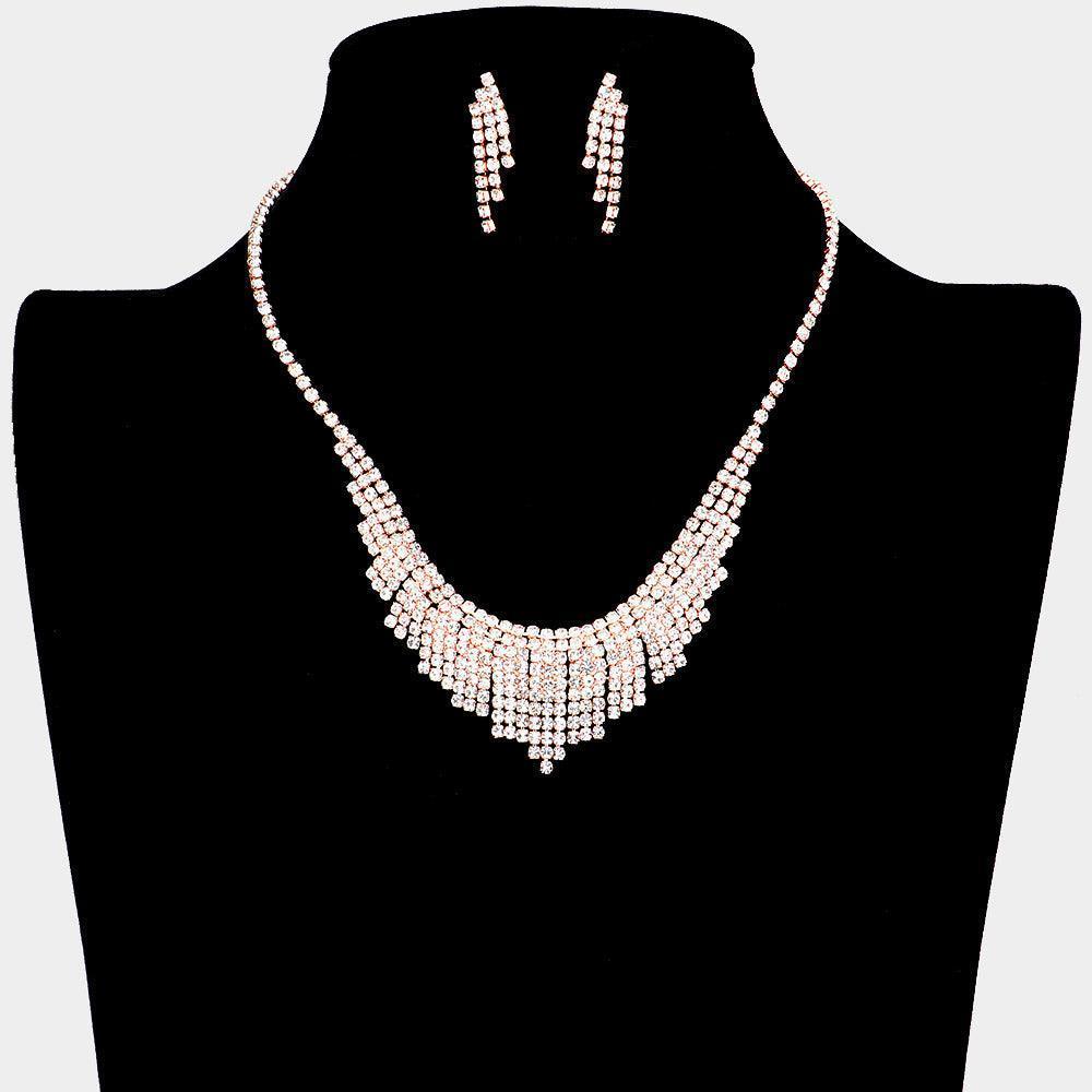 Rose Gold Pave Crystal Rhinestone Collar Necklace - Jewelry Store by Erik Rayo
