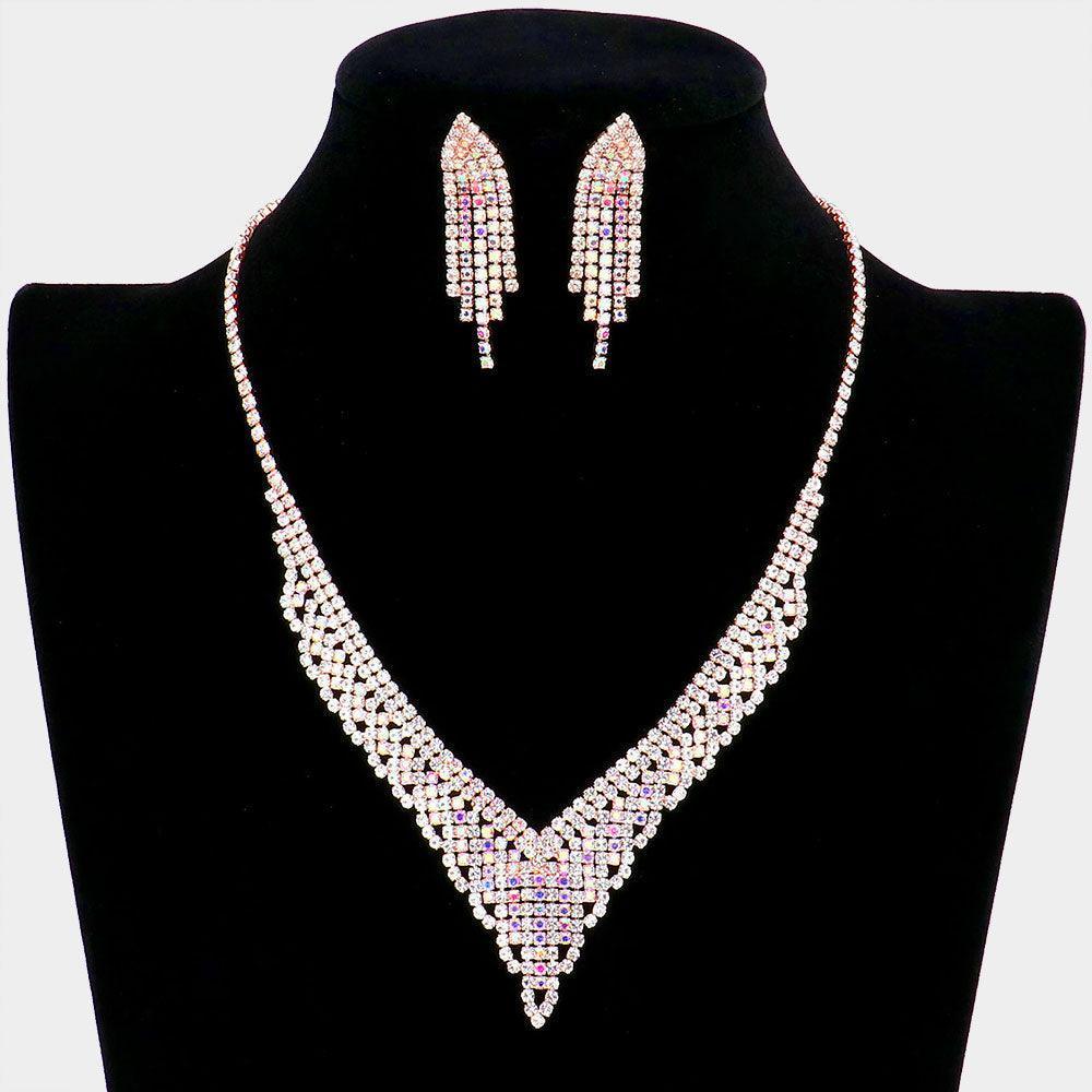 Rose Gold Necklace Rhinestone Paved - Jewelry Store by Erik Rayo