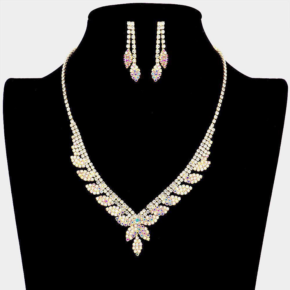 Gold Marquise Cluster Necklace Rhinestone Paved - Jewelry Store by Erik Rayo