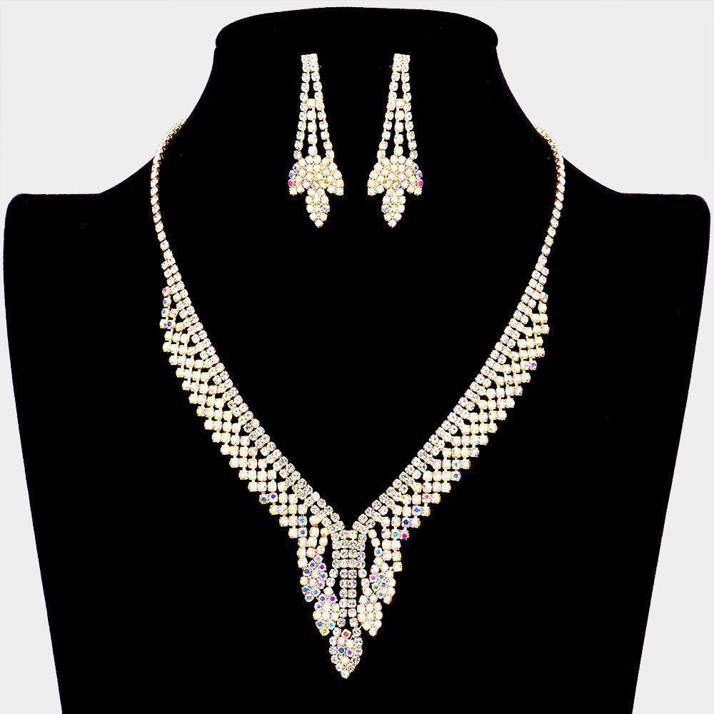 Gold Marquise Accented Necklace Rhinestone Paved - Jewelry Store by Erik Rayo