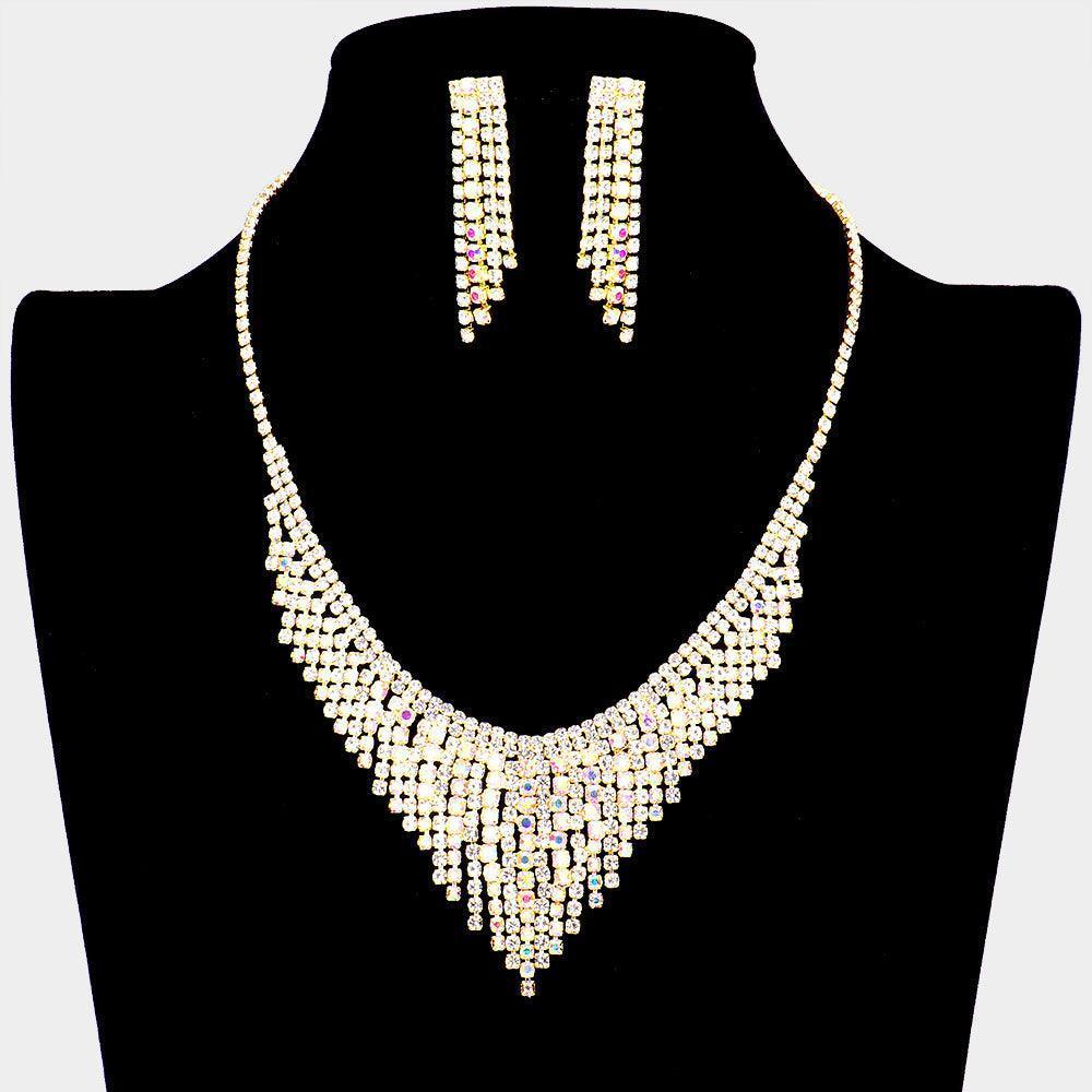 Gold Rhinestone Fringe Necklace - Jewelry Store by Erik Rayo