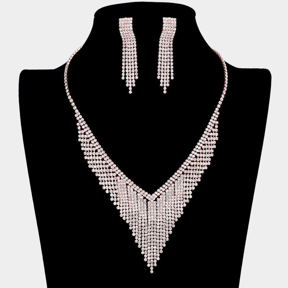 Rose Gold Necklace Rhinestone Paved - Jewelry Store by Erik Rayo
