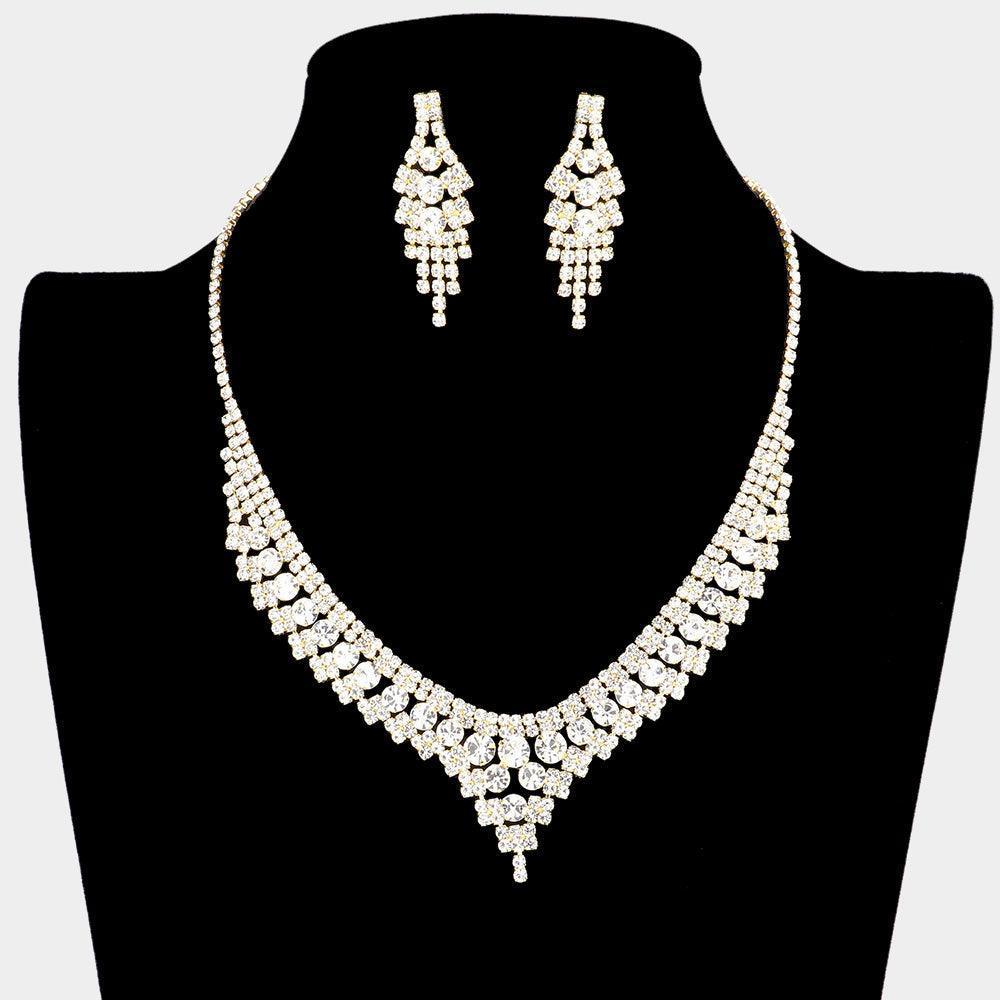 Gold Bubble Stone Pointed Rhinestone Necklace - Jewelry Store by Erik Rayo