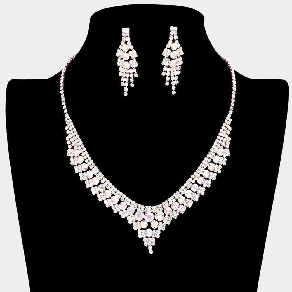 Rose Gold Bubble Stone Pointed Rhinestone Necklace - Jewelry Store by Erik Rayo