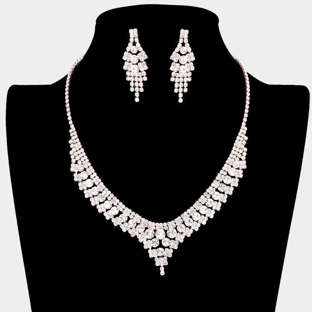 Rose Gold Bubble Stone Pointed Rhinestone Necklace - Jewelry Store by Erik Rayo