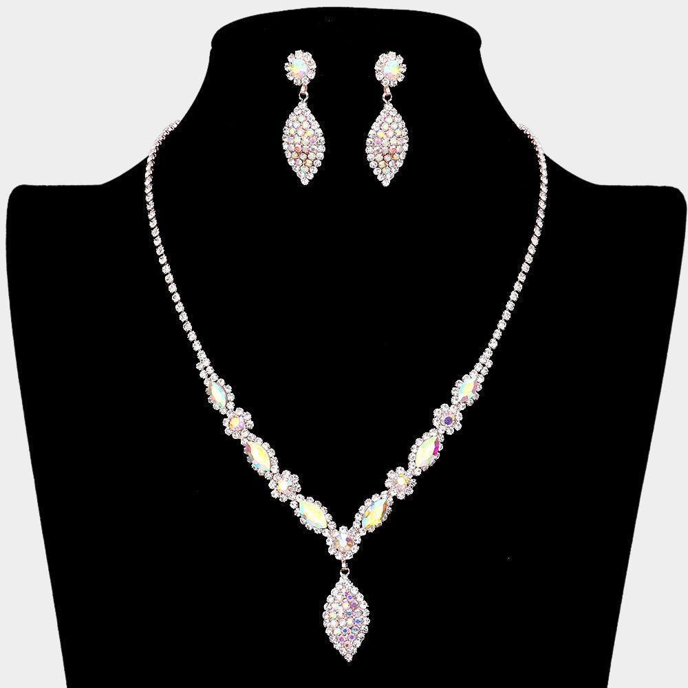 Rose Gold Marquise Accented Rhinestone Necklace - Jewelry Store by Erik Rayo