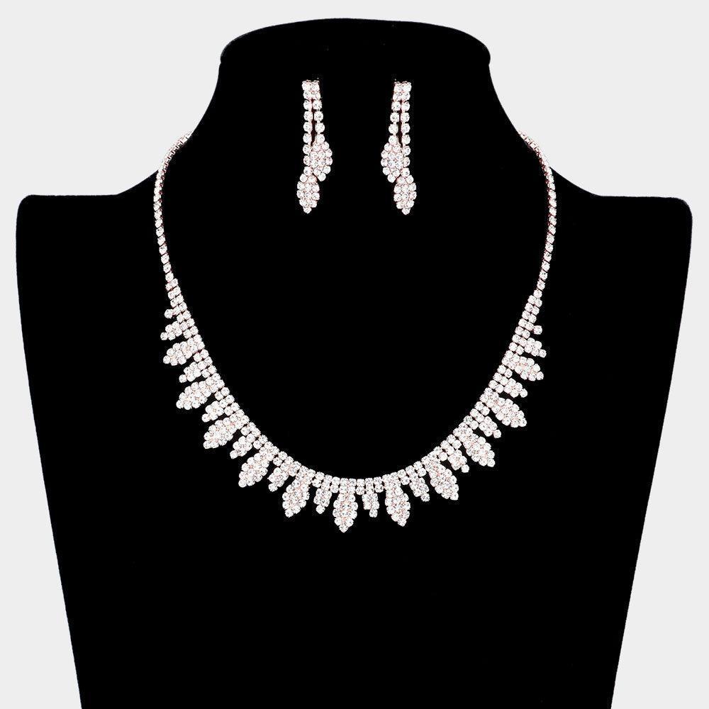 Rose Gold Crystal Evening Necklace Rhinestone Paved - Jewelry Store by Erik Rayo